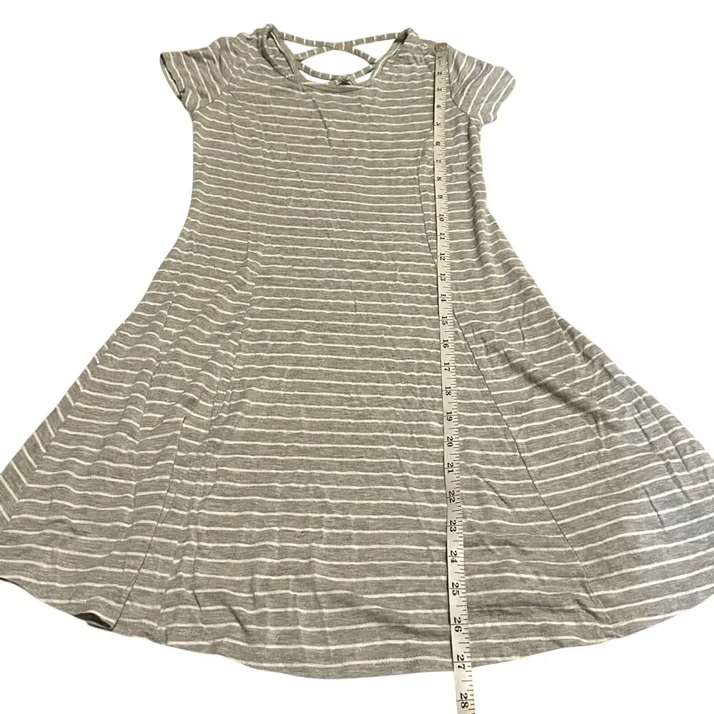 Art Class Gray and White Striped Stretch Knit Play Dress Girls 7/8